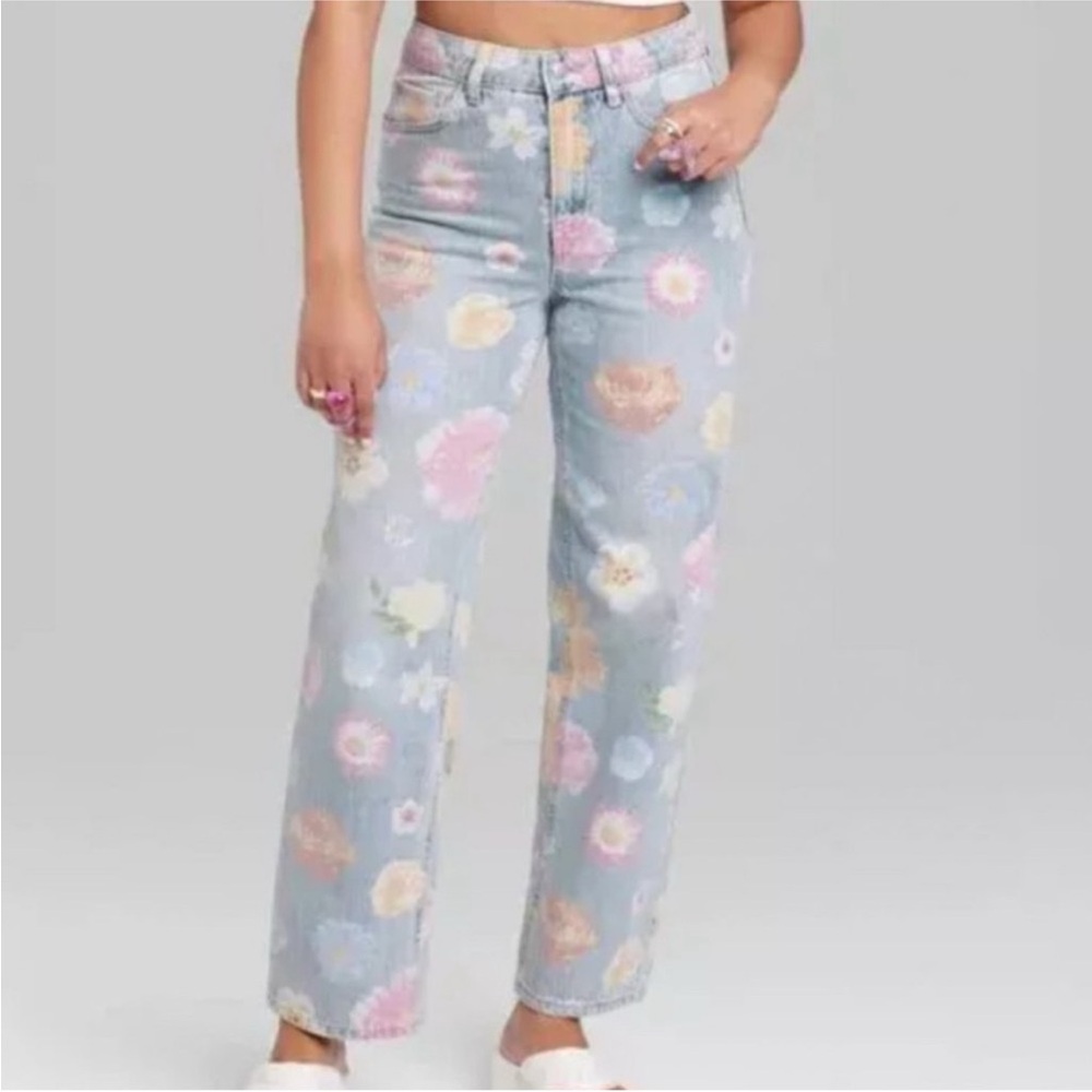 Wild Fable High Rise Jeans with Pastel Floral Print